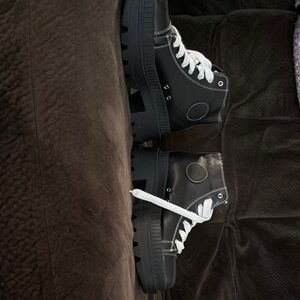 Black High-Top Boots with White Laces
